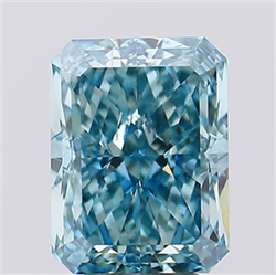 Picture of Lab Created Diamond 5.57 Carats, Radiant with  Cut, Fancy Vivid Greenish Blue Color, VS1 Clarity and Certified by IGI