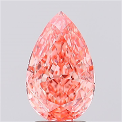 Picture of Lab Created Diamond 2.61 Carats, Pear with  Cut, Fancy Vivid Pink Color, VVS2 Clarity and Certified by IGI