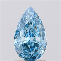 Picture of Lab Created Diamond 1.01 Carats, Pear with  Cut, Fancy Vivid Blue Color, VVS2 Clarity and Certified by IGI