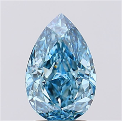 Picture of Lab Created Diamond 1.53 Carats, Pear with  Cut, Fancy Vivid Blue Color, VVS2 Clarity and Certified by IGI