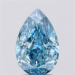 Picture of Lab Created Diamond 1.53 Carats, Pear with  Cut, Fancy Vivid Blue Color, VVS2 Clarity and Certified by IGI