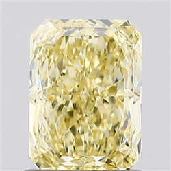 Picture of Lab Created Diamond 1.07 Carats, Radiant with  Cut, Fancy Vivid Yellow Color, VVS2 Clarity and Certified by IGI