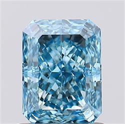 Picture of Lab Created Diamond 1.06 Carats, Radiant with  Cut, Fancy Vivid Blue Color, VVS2 Clarity and Certified by IGI