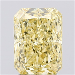 Picture of Lab Created Diamond 2.41 Carats, Radiant with  Cut, Fancy Vivid Yellow Color, VVS2 Clarity and Certified by IGI