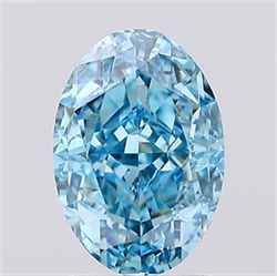 Picture of Lab Created Diamond 2.01 Carats, Oval with  Cut, Fancy Vivid Blue Color, VS1 Clarity and Certified by IGI