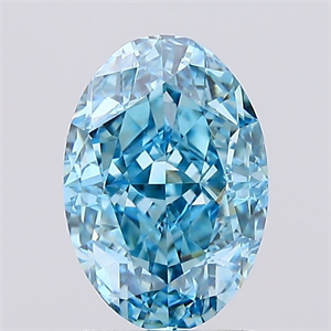 Picture of Lab Created Diamond 2.01 Carats, Oval with  Cut, Fancy Vivid Blue Color, VS1 Clarity and Certified by IGI