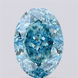 Picture of Lab Created Diamond 2.57 Carats, Oval with  Cut, Fancy Vivid Blue Color, VVS2 Clarity and Certified by IGI