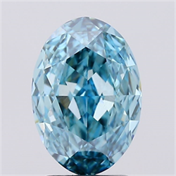 Picture of Lab Created Diamond 2.61 Carats, Oval with  Cut, Fancy Vivid Blue Color, VVS2 Clarity and Certified by IGI