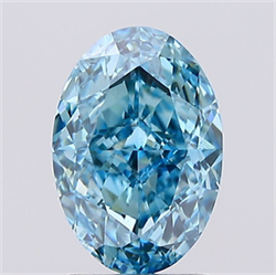 Picture of Lab Created Diamond 2.08 Carats, Oval with  Cut, Fancy Vivid Blue Color, VS1 Clarity and Certified by IGI