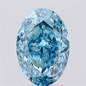 Picture of Lab Created Diamond 2.08 Carats, Oval with  Cut, Fancy Vivid Blue Color, VS1 Clarity and Certified by IGI