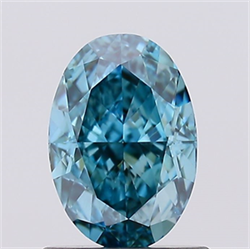 Picture of Lab Created Diamond 1.05 Carats, Oval with  Cut, Fancy Vivid Blue Color, VS1 Clarity and Certified by IGI