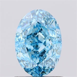 Picture of Lab Created Diamond 1.10 Carats, Oval with  Cut, Fancy Vivid Blue Color, VS1 Clarity and Certified by IGI
