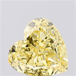 Picture of Lab Created Diamond 5.06 Carats, Heart with  Cut, Fancy Vivid Yellow Color, VS1 Clarity and Certified by IGI