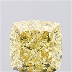 Picture of Lab Created Diamond 2.60 Carats, SQUARE CUSHION with  Cut, Fancy Intense Yellow Color, VS1 Clarity and Certified by IGI