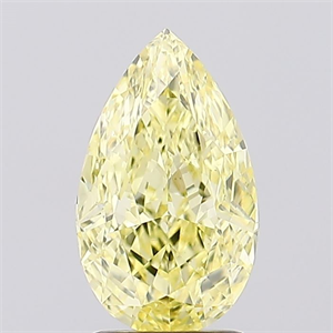 Picture of Lab Created Diamond 1.55 Carats, Pear with  Cut, Fancy Intense Yellow Color, VS1 Clarity and Certified by IGI