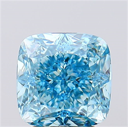 Picture of Lab Created Diamond 3.10 Carats, SQUARE CUSHION with  Cut, Fancy Vivid Blue Color, VS1 Clarity and Certified by IGI