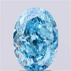 Picture of Lab Created Diamond 2.83 Carats, Oval with  Cut, Fancy Vivid Blue Color, VVS2 Clarity and Certified by IGI