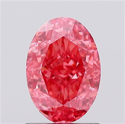 Picture of Lab Created Diamond 1.29 Carats, Oval with  Cut, Fancy Vivid Pink Color, VS1 Clarity and Certified by IGI