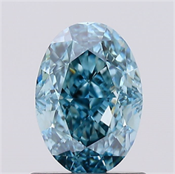 Picture of Lab Created Diamond 1.06 Carats, Oval with  Cut, Fancy Vivid Blue Color, VVS2 Clarity and Certified by IGI