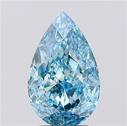 Picture of Lab Created Diamond 1.90 Carats, Pear with  Cut, Fancy Vivid Blue Color, VS1 Clarity and Certified by IGI