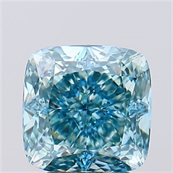 Picture of Lab Created Diamond 3.18 Carats, SQUARE CUSHION with  Cut, Fancy Vivid Blue Color, VS1 Clarity and Certified by IGI