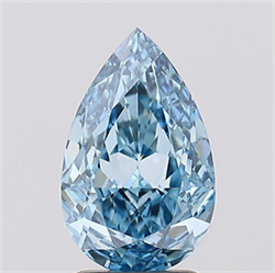 Picture of Lab Created Diamond 1.58 Carats, Pear with  Cut, Fancy Vivid Blue Color, VS1 Clarity and Certified by IGI