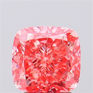 Picture of Lab Created Diamond 2.55 Carats, SQUARE CUSHION with  Cut, Fancy Vivid Pink Color, VS1 Clarity and Certified by IGI