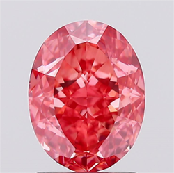 Picture of Lab Created Diamond 1.89 Carats, Oval with  Cut, Fancy Vivid Pink Color, VS1 Clarity and Certified by IGI