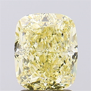 Picture of Lab Created Diamond 2.46 Carats, Cushion with  Cut, Fancy Intense Yellow Color, VVS2 Clarity and Certified by IGI