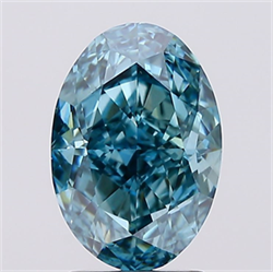 Picture of Lab Created Diamond 2.55 Carats, Oval with  Cut, Fancy Vivid Blue Color, VS1 Clarity and Certified by IGI