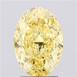 Picture of Lab Created Diamond 2.61 Carats, Oval with  Cut, Fancy Vivid Yellow Color, VVS2 Clarity and Certified by IGI