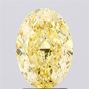 Picture of Lab Created Diamond 2.61 Carats, Oval with  Cut, Fancy Vivid Yellow Color, VVS2 Clarity and Certified by IGI