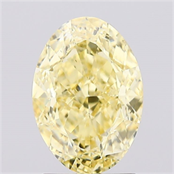 Picture of Lab Created Diamond 2.10 Carats, Oval with  Cut, Fancy Intense Yellow Color, VS1 Clarity and Certified by IGI