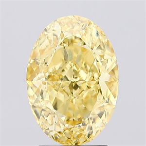 Picture of Lab Created Diamond 3.03 Carats, Oval with  Cut, Fancy Vivid Yellow Color, VS1 Clarity and Certified by IGI