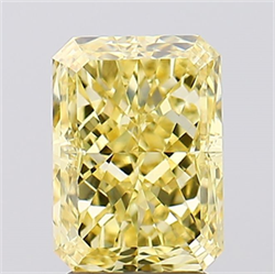 Picture of Lab Created Diamond 2.84 Carats, Radiant with  Cut, Fancy Vivid Yellow Color, VVS2 Clarity and Certified by IGI