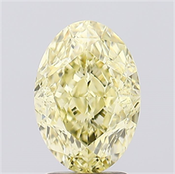 Picture of Lab Created Diamond 2.13 Carats, Oval with  Cut, Fancy Intense Yellow Color, VS1 Clarity and Certified by IGI