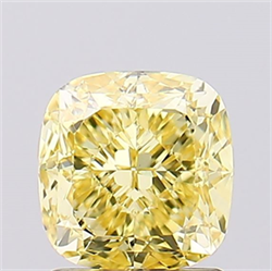 Picture of Lab Created Diamond 1.63 Carats, SQUARE CUSHION with  Cut, Fancy Vivid Yellow Color, VS1 Clarity and Certified by IGI