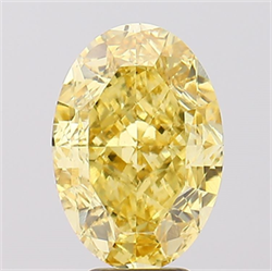 Picture of Lab Created Diamond 7.07 Carats, Oval with  Cut, Fancy Vivid Yellow Color, VS1 Clarity and Certified by IGI