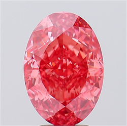 Picture of Lab Created Diamond 5.03 Carats, Oval with  Cut, Fancy Vivid Pink Color, VVS2 Clarity and Certified by IGI