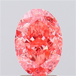 Picture of Lab Created Diamond 2.51 Carats, Oval with  Cut, Fancy Vivid Pink Color, VS1 Clarity and Certified by IGI
