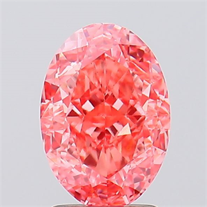 Picture of Lab Created Diamond 2.51 Carats, Oval with  Cut, Fancy Vivid Pink Color, VS1 Clarity and Certified by IGI