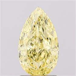 Picture of Lab Created Diamond 1.59 Carats, Pear with  Cut, Fancy Intense Yellow Color, VS2 Clarity and Certified by IGI