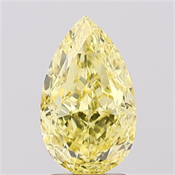 Picture of Lab Created Diamond 2.61 Carats, Pear with  Cut, Fancy Vivid Yellow Color, VVS2 Clarity and Certified by IGI