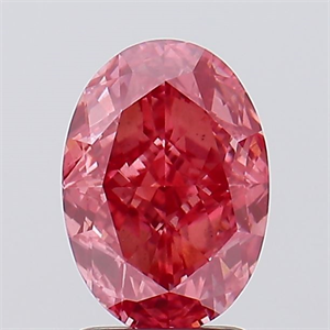 Picture of Lab Created Diamond 2.61 Carats, Oval with  Cut, Fancy Vivid Pink Color, VS2 Clarity and Certified by IGI