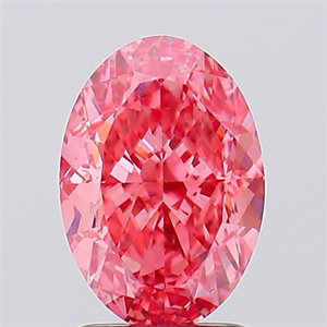 Picture of Lab Created Diamond 2.51 Carats, Oval with  Cut, Fancy Vivid Pink Color, VS1 Clarity and Certified by IGI
