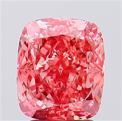 Picture of Lab Created Diamond 3.10 Carats, Cushion with  Cut, Fancy Vivid Pink Color, VS1 Clarity and Certified by IGI
