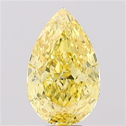 Picture of Lab Created Diamond 8.03 Carats, Pear with  Cut, Fancy Vivid Yellow Color, VS2 Clarity and Certified by IGI