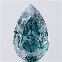 Picture of Lab Created Diamond 12.19 Carats, Pear with  Cut, Fancy Vivid Blue Color, VS1 Clarity and Certified by IGI