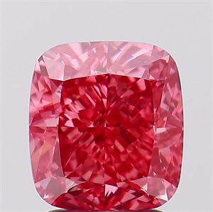 Picture of Lab Created Diamond 3.02 Carats, Cushion with  Cut, Fancy Vivid Pink Color, VS2 Clarity and Certified by IGI