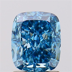 Picture of Lab Created Diamond 1.59 Carats, Cushion with  Cut, Fancy Vivid Blue Color, VS2 Clarity and Certified by IGI